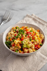 Homemade Veggie Fried Rice in Bowls, side view.