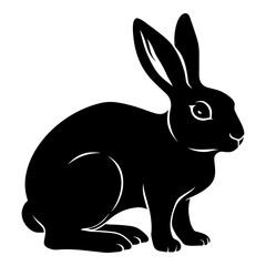 Rabbit Silhouette Isolated on White Background. Vector Illustration