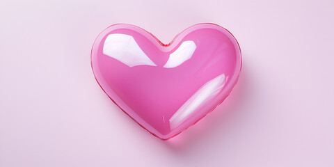  3D art of a pink heart shape glowing floating smooth Exploring the Depths of Emotion with a Radiant 3D Rendering of a Pink Heart Shape AI Generative 