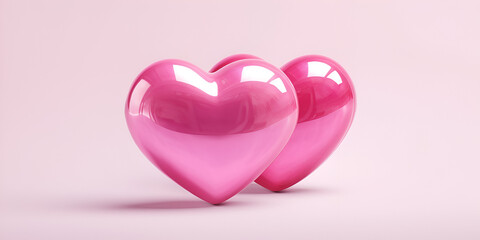 Heart Style Pink Love Balloons Set Against a Pink Background Pink heart balloons in pink background suitable for valentine's day and mother's day decoration heart icon like and love 3d rendering AI Ge