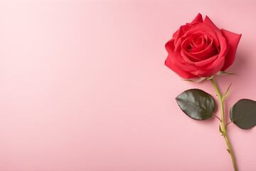 Fototapeta premium pink rose on a red background