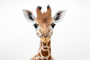 a giraffe with a very long neck and a very big nose