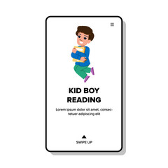 education kid boy reading vector. cute little, knowledge young, school happy education kid boy reading web flat cartoon illustration