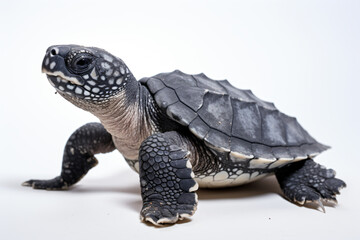 Obraz premium a turtle is sitting on a white surface