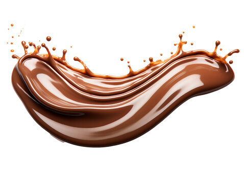 Luxurious Flowing Chocolate, isolated on a transparent or white background