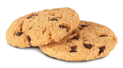 Chocolate chip cookies isolated on white background, Homemade cookies.