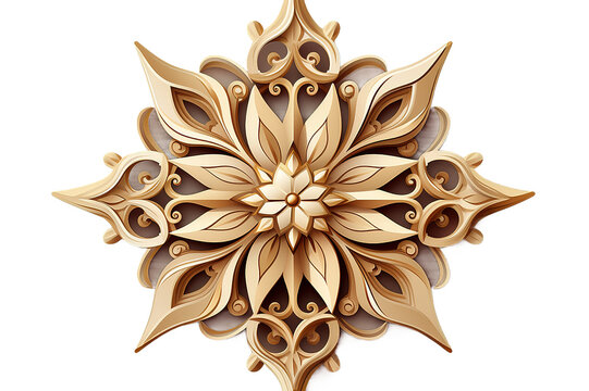 ottoman gold design pattern isolated on PNG Background. Generative Ai.