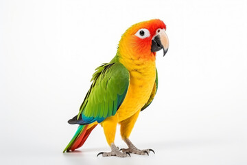 Fototapeta premium a colorful parrot standing on a white surface