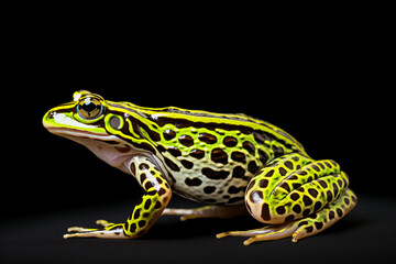a frog with a green and black pattern on its body - Powered by Adobe
