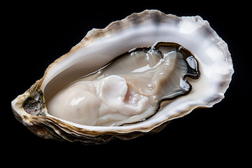 a close up of a oyster with a tooth