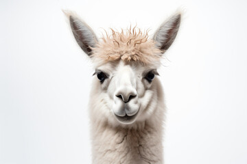 a llama with a shaggy hair on its head