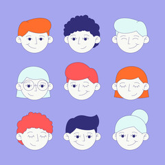 Cute vector character portrait design 