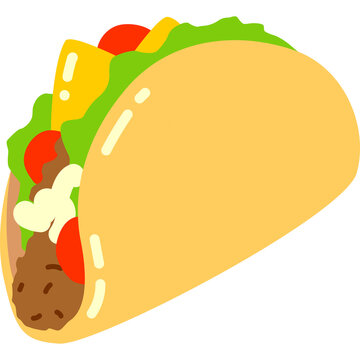 cartoon taco with colorful fillings clip art preview