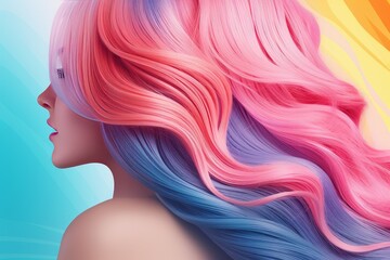 Radiant Hair coloring colorful. Girl style. Generate Ai