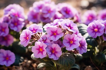 Vibrant Close-up of Blooming Primrose in Natural Setting