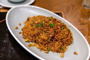 Exquisite Ants Climbing a Tree, A Satisfying Sichuan Dish Perfectly Plated for Restaurant Dining