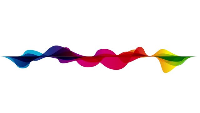 Colored audio sound waves. Animated illustration in seamless looping