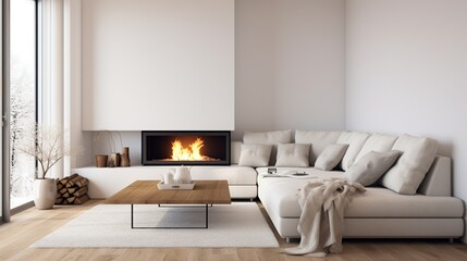 Interrior Image of a house with White Sofa & White Background