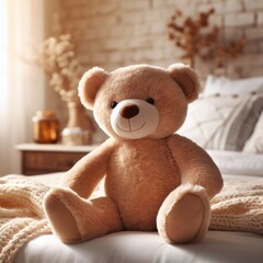 teddy bear on bed background