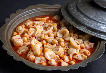 Traditional delicious Turkish food; ring soup (Turkish name; Yuksuk corbasi or yuzuk corbasi)