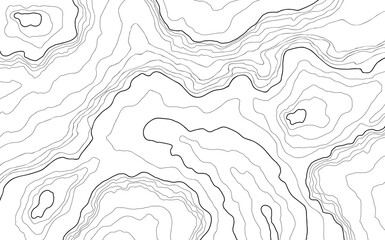 Topographic map background illustration of island hand drawn. Contour background design element thin wavy lines.Abstract concept image for background. Contours relief of mountains.