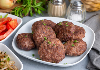 Traditional Turkish food; Turkish meatballs, Turkish name; Akcaabat kofte or kuru kofte)