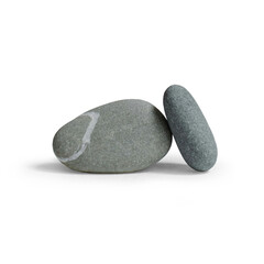 Two lonely stones, concept of emotional support, meditation and resilience with transparent background and shadow
