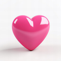 Pink heart 3d isolated on white background