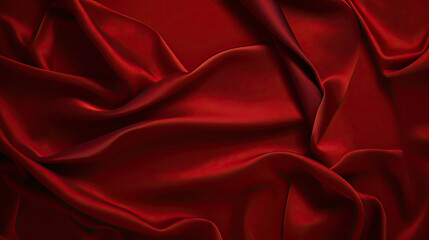 Fototapeta premium red satinbackground, black red silk satin. Beautiful soft folds. Shiny fabric.Dark luxury background with space for design. Christmas, Birthday, Valentine day, Valentine. Festive concept. Banner. Flat