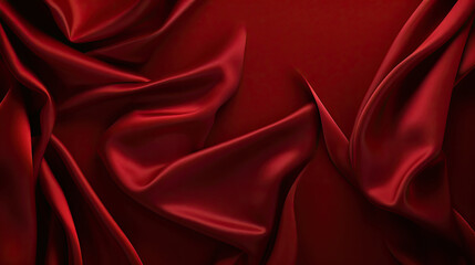 Obraz premium red satinbackground, black red silk satin. Beautiful soft folds. Shiny fabric.Dark luxury background with space for design. Christmas, Birthday, Valentine day, Valentine. Festive concept. Banner. Flat