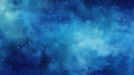 Naklejka premium Blue watercolor space background. Illustration digital painting , space background,sky with stars