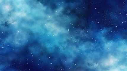  Blue watercolor space background. Illustration digital painting , space background,sky with stars