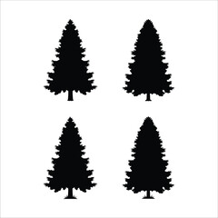 Obraz premium Vector Pine Tree Silhouette Set Inspires Creative Landscapes and Designs