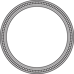 Vector monochrome round byzantine ornament. Circle, border, frame of ancient Greece and Eastern Roman Empire. Decoration of the Russian Orthodox Church..