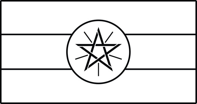 Ethiopian flag , Vector black and white on white background