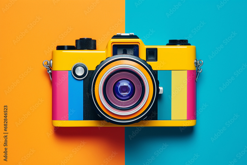 Aufkleber Immerse yourself in a graphic explosion of harmonious colors and simple shapes, echoing the influence of pop art in a modern context.
