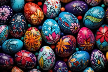 Fototapeta na wymiar Vibrant Easter Egg Collage - Colorful and Joyful Card Design