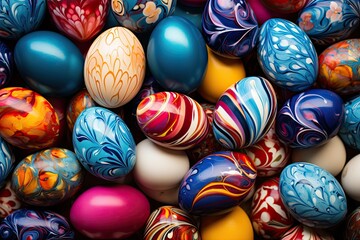 Fototapeta na wymiar Vibrant Easter Egg Collage - Colorful and Joyful Card Design