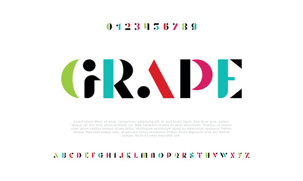 Grand Modern abstract digital alphabet colorful font minimal technology typography creative urban. vector illustration