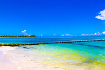 Tropical Caribbean beach clear turquoise water Playa del Carmen Mexico.