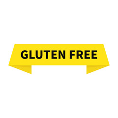 Gluten Free In Yellow Ribbon Rectangle Shape For Information Sign
