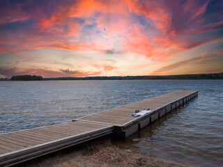 sunset on the pier on the Mecklenburg Lake District