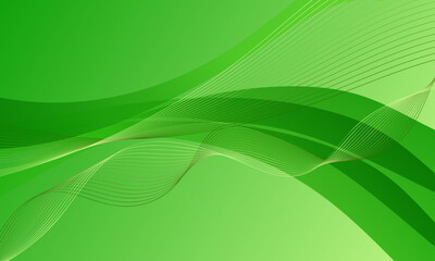 green smooth lines wave curves with gradient abstract background