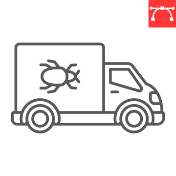 recommend clip art: Pest control truck line icon, pest and vehicle, exterminator van vector icon, vector graphics, editable stroke outline sign, eps 10.