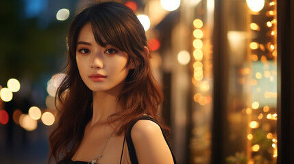 Fototapeta premium 東京の街でデート中の女性