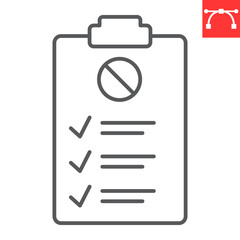 Pest control checklist line icon, form and test, clipboard icon vector icon, vector graphics, editable stroke outline sign, eps 10.