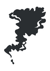 Explosion in flat black design. This remarkable illustration showcase the black and white style adds depth and drama to a scene of explosive energy and smoke. Vector illustration.