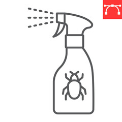 Bug repellent spray line icon, pest and insecticide sprayer, insect repellent vector icon, vector graphics, editable stroke outline sign, eps 10.