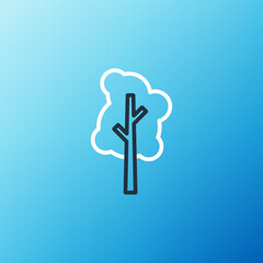 Line Tree icon isolated on blue background. Forest symbol. Colorful outline concept. Vector