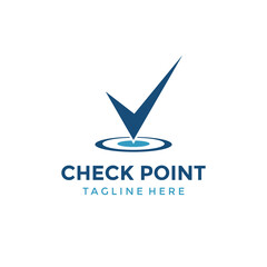 Modern simple Check Concept on target logo icon , achievement logo design vector template on white background